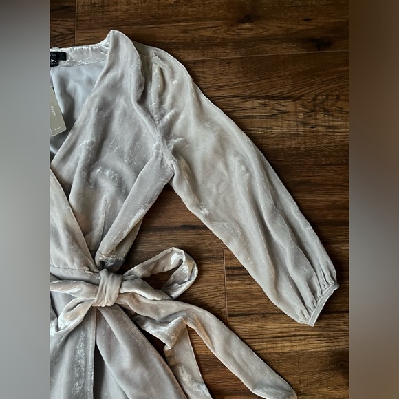 NWT J Crew Silver Velvet Wrap  Dress - Picture 5 of 9